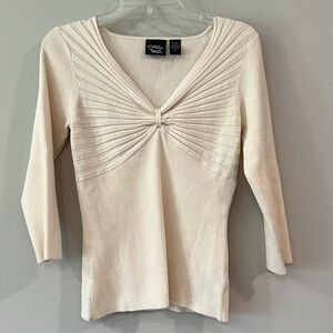 Christina Rotelli - M, beige cream twist front vneck top